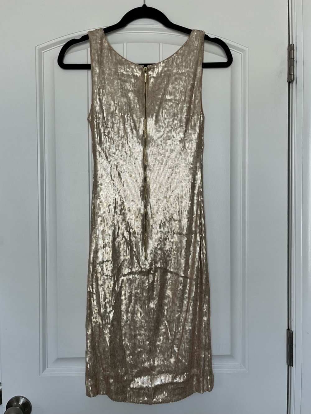 Nicole Miller Gold Sequin Cowl Neck Mini Dress Size 4 - Picture 2 of 11